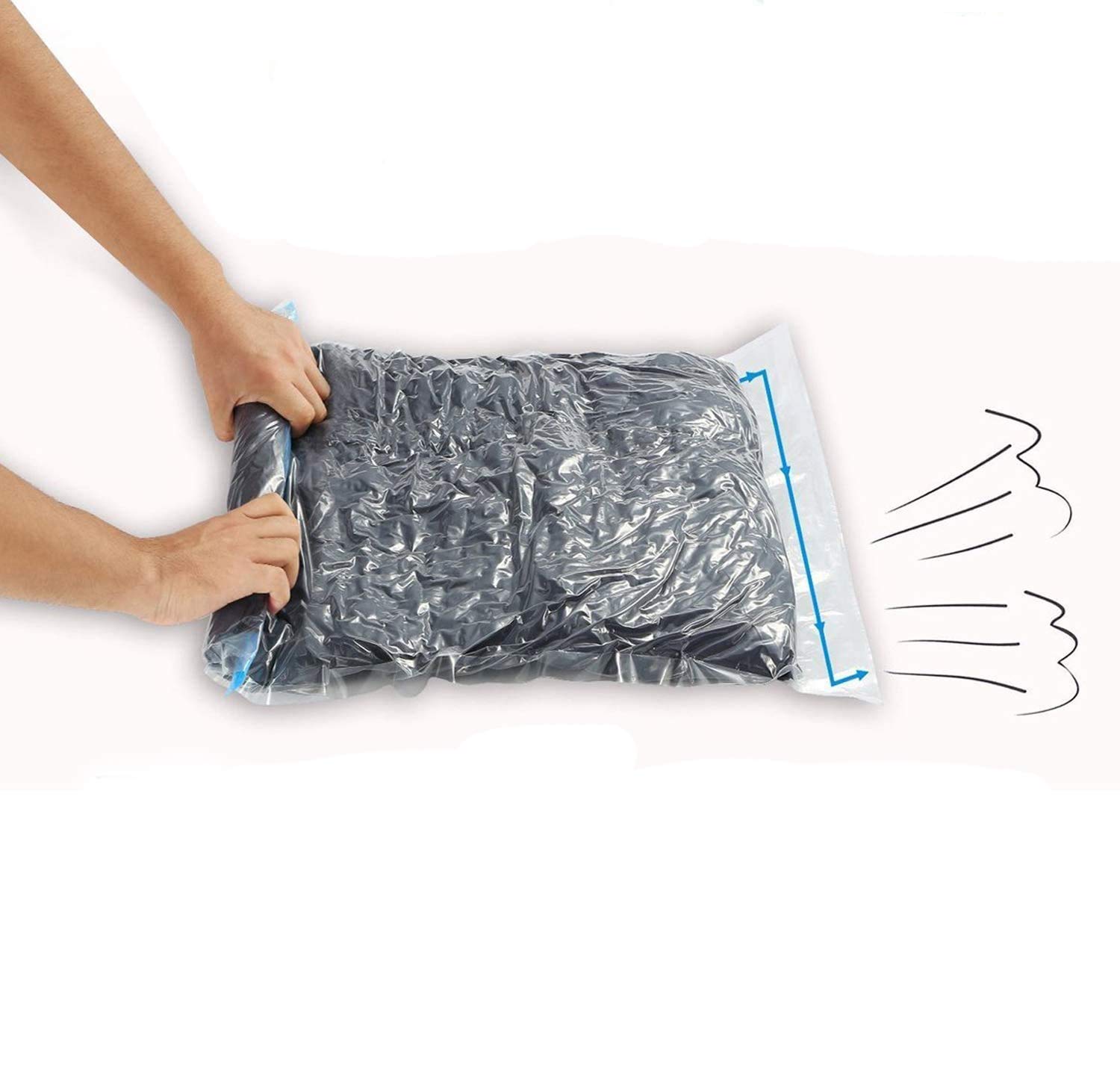 8-Pack Travel Compression Storage Bags for Clothes - Space Saving Vacuum Bags for Suitcases (No Pump Needed) - Perfect for Vacation Packing, Camping & Business Trips