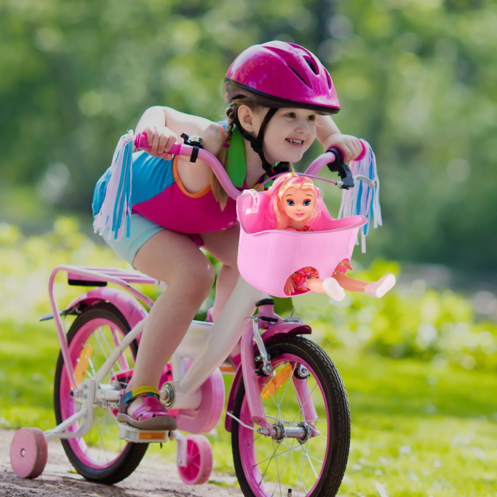 Baby Doll Bike Seat Attachment - Safe & Adjustable Doll Carrier for Girls Bikes, Scooters & Strollers (8.3x5.9x5.5in) - Perfect for Outdoor Play, Pretend Parenting & Park Adventures