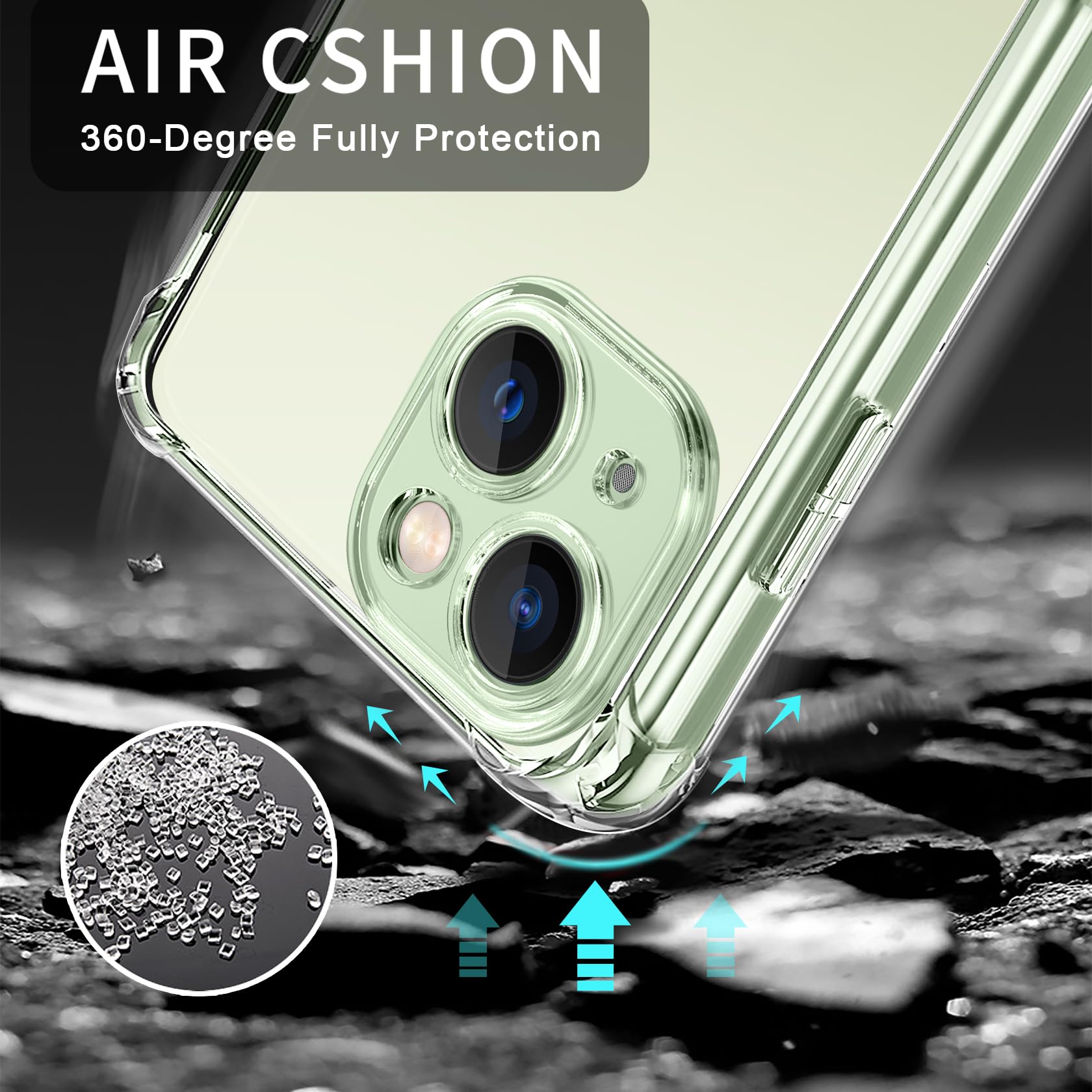 YisrLery 3 in 1 Camera Cover for iPhone 15 Case with 2 Pack Tempered Glass Screen Protector, Slim Soft TPU Shockproof Anti-Scratch Clear Silicone Phone Case - Perfect for Daily Protection & Outdoor Activities