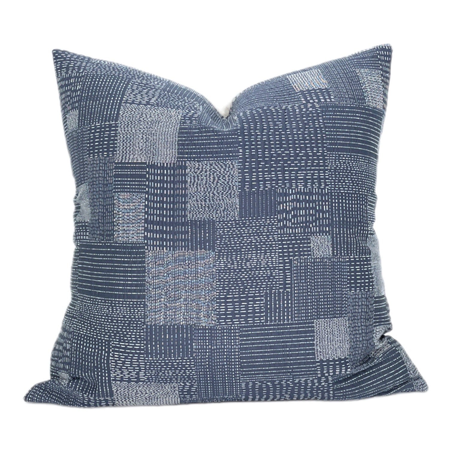 Handmade Embroidered Indigo Patchwork Pillow Cover - Boho Home Decor for Living Room, Bedroom, or Nursery | Ready to Ship