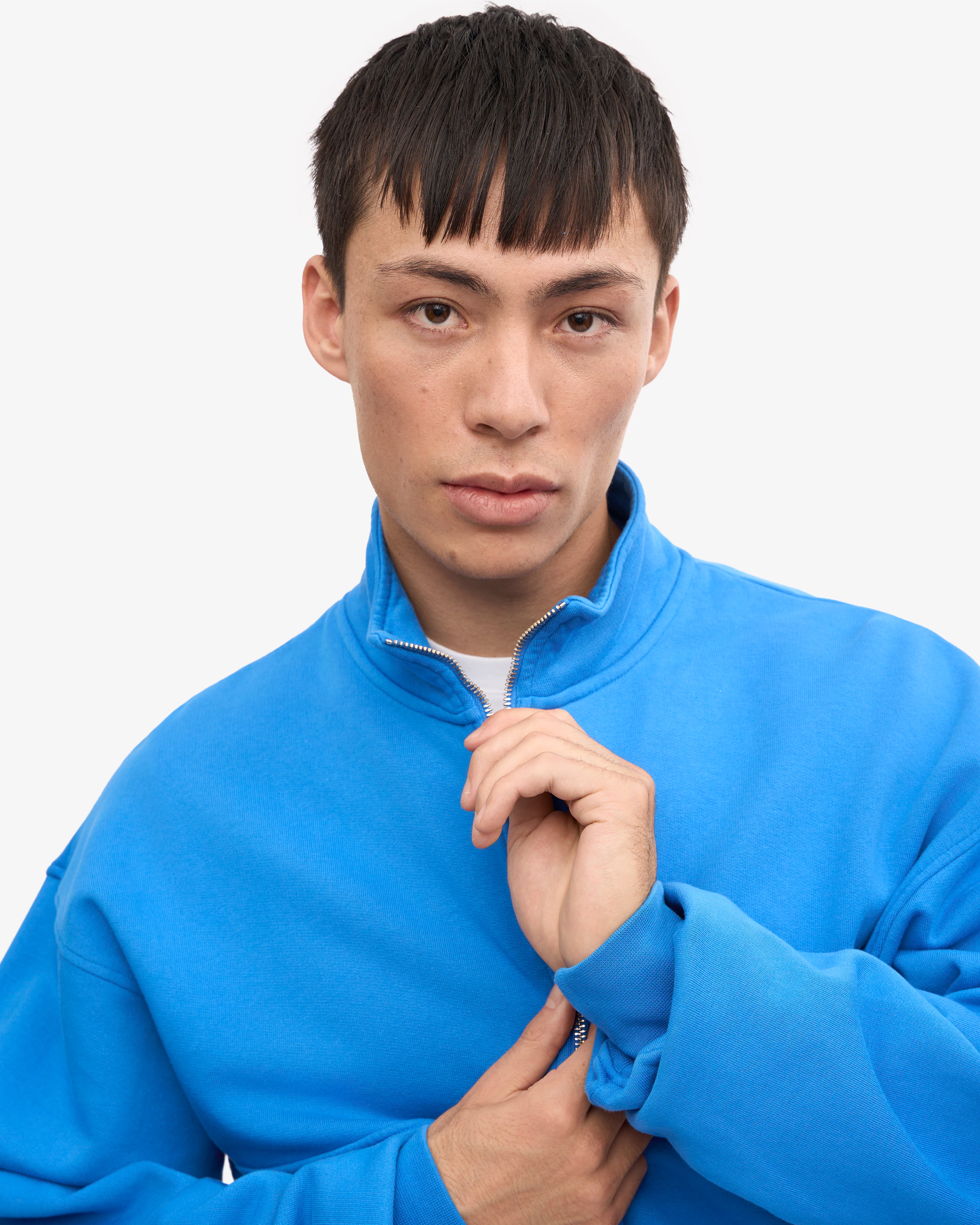 Organic Quarter Zip Sweatshirt for Men & Women | Soft & Comfortable Pacific Blue Pullover | Perfect for Outdoor Activities, Casual Wear & Layering