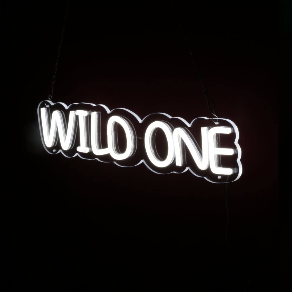 X Reed Wild One Neon Sign LED Light - 20'' White Wall Decor for 1st Birthday Party, Baby Shower & Nursery Room from Newborn to 12 Months | Perfect for Gender Reveal, Photo Backdrop & Kids Room Decoration (X0022)