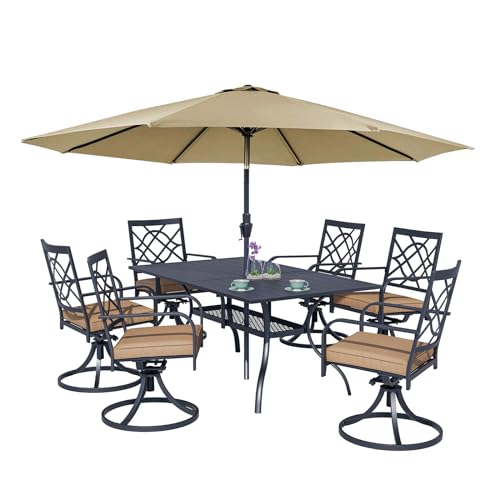 Swivel Chair Set With Brown Umbrella