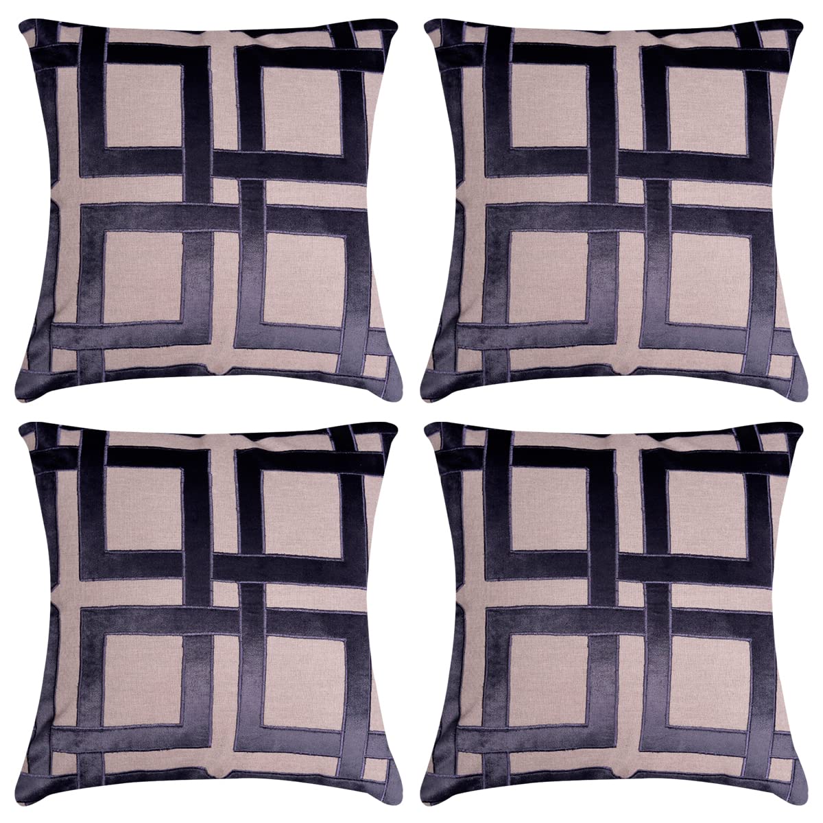 Decozen Embroidered Zipper Pillow Covers 20x20 Inches - 4 Piece Beige Brown Throw Pillow Cases for Sofa, Couch, Bed & Home Decor - Perfect for Living Room, Bedroom & Office Styling