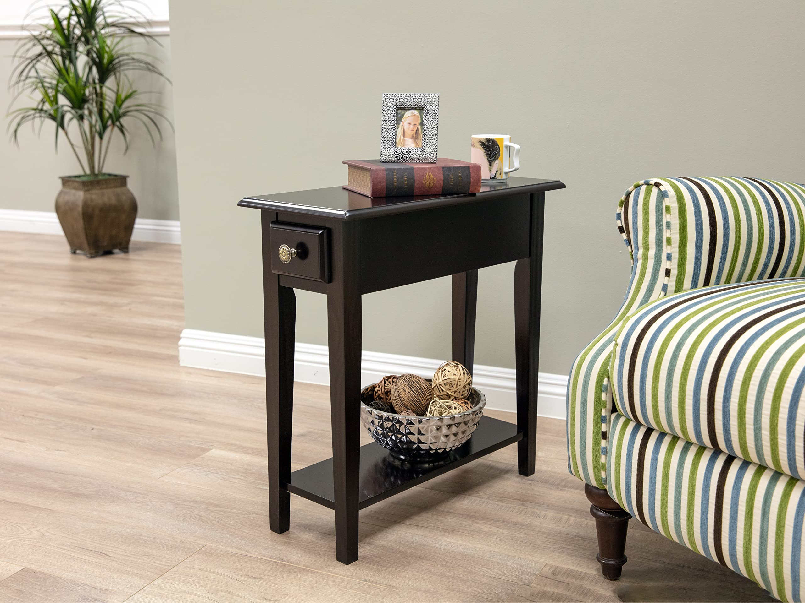 Frenchi Oak Chairside Storage Table - Compact Living Room Side Table