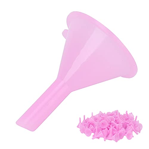 100Pcs Pink Plastic Essential Oil Dispensing Funnel Set - Small Separatory Funnel for Perfume Making, Lab Bottles & DIY Sample Kits | Perfect for Aromatherapy, Chemistry Experiments & Home Fragrance Crafting