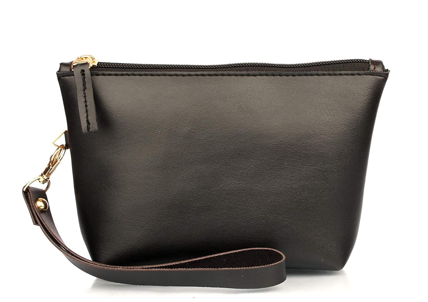 Black PU Makeup Bag with Zipper - Travel Cosmetic Organizer Pouch for Women, Perfect for Gym, Vacation & Daily Essentials Storage