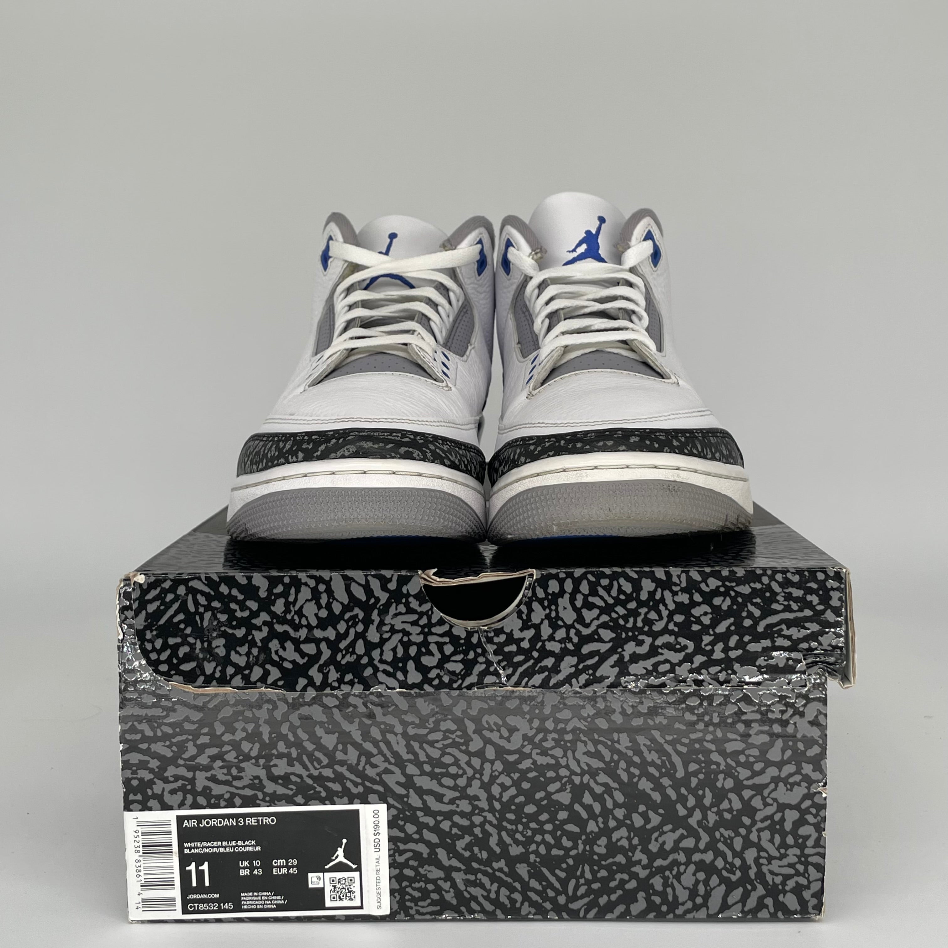 Air Jordan 3 Racer Blue Men's Basketball Shoes - Size 11 (CT8532-145) - Retro Sneakers for Running, Training & Streetwear Fashion