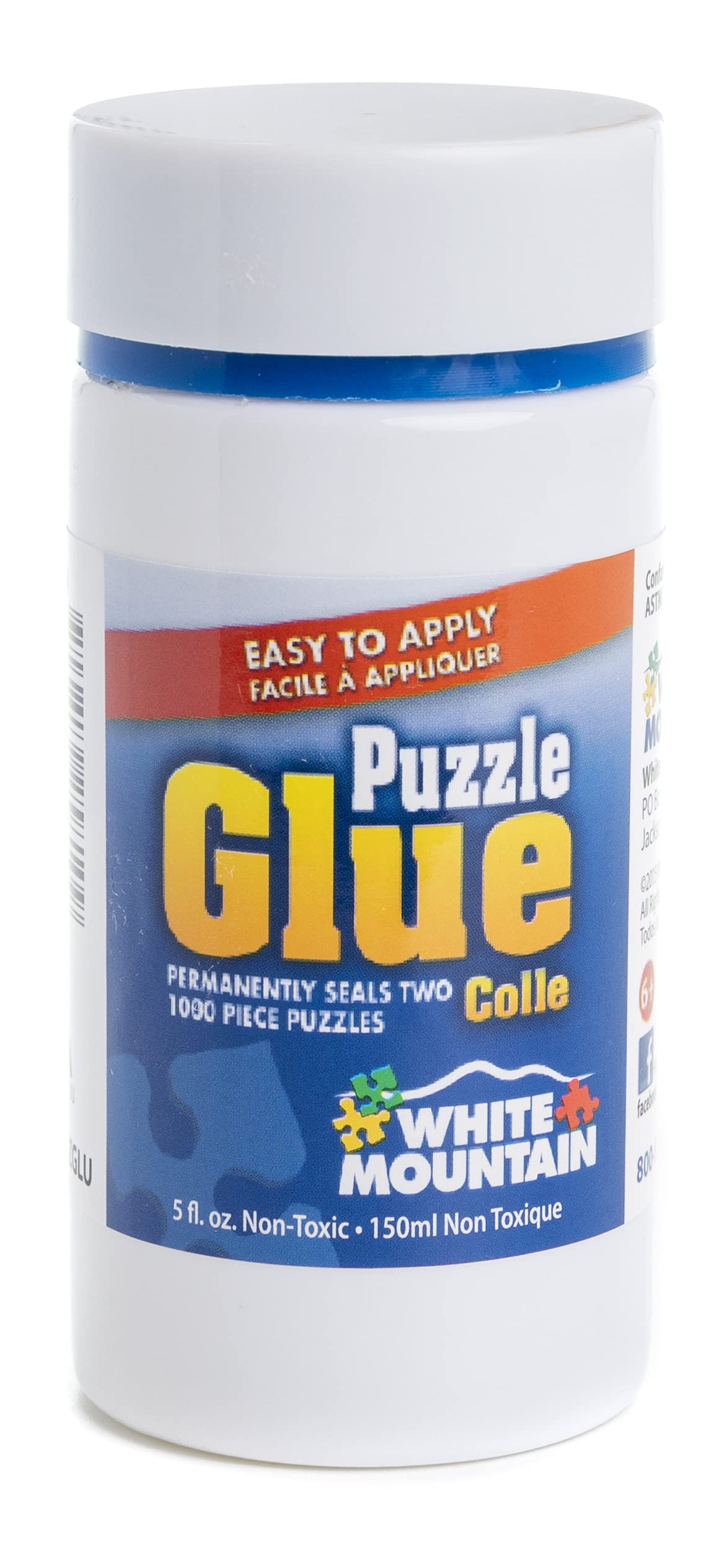 Premium White Mountain Puzzle Glue with Brush Applicator - 5 oz Bottle for 2000+ Piece Jigsaw Puzzles - Preserve & Frame Your Masterpiece for Home Decor & Gifts