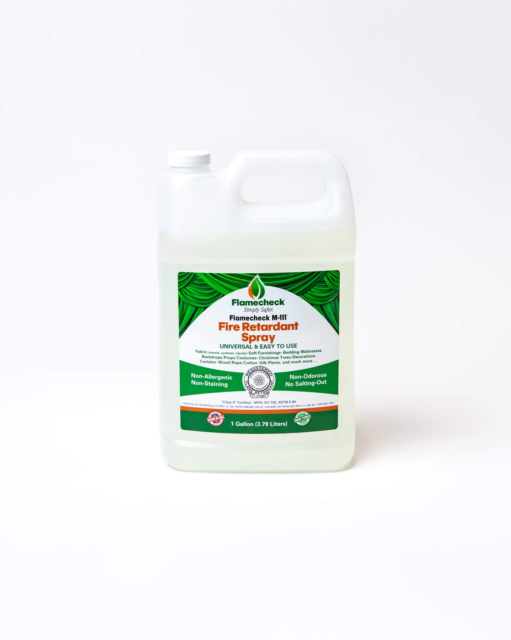 Flamecheck M-111 Fire Retardant Spray - 1 Gallon | Class A Fire Protection | Non-Toxic & Easy to Apply | Safe for Fabric, Wood & Absorbent Surfaces | Perfect for Home Safety, Camping Gear & DIY Projects
