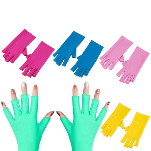 Dexspoeny 5 Pairs UV Protection Gloves for Gel Manicure - Fingerless Gloves for Gel Nail Lamp & LED Light Manicure - Women's Nail Care Gloves for UV/LED Lamp Protection - Perfect for Salon, Home Manicure & Nail Art Enthusiasts