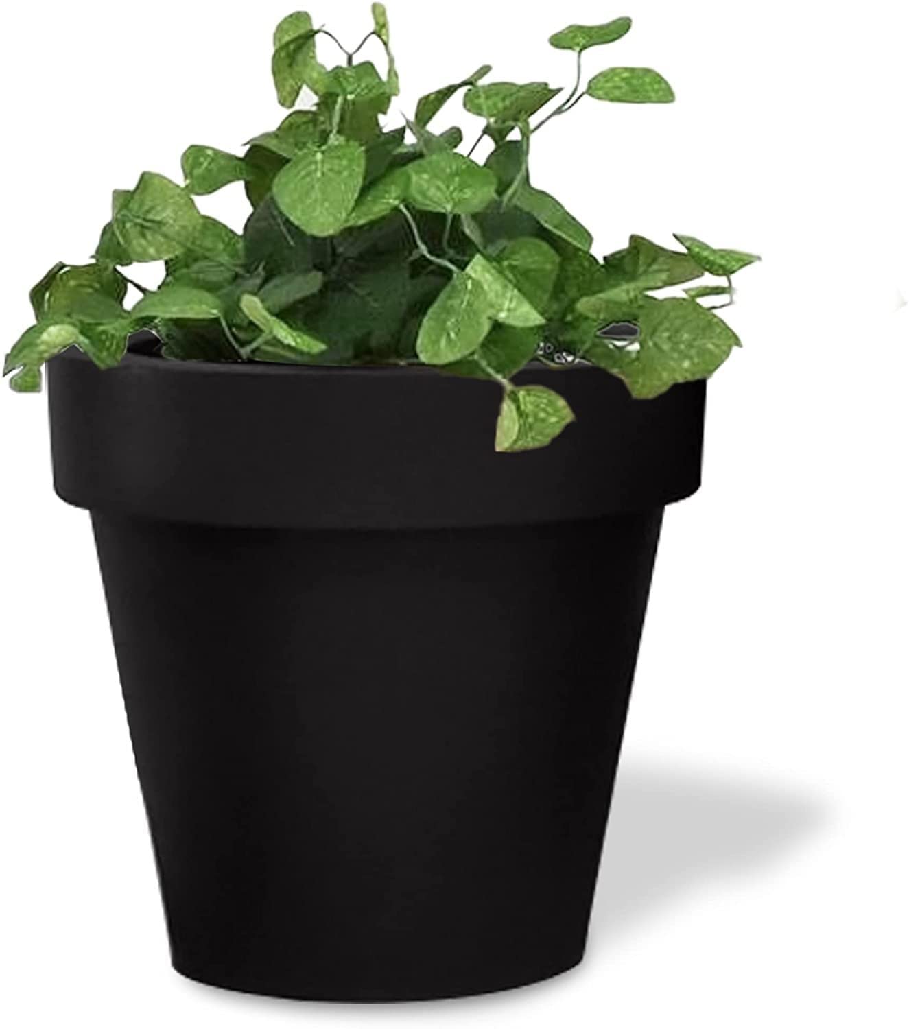Elly Décor Black Traditional Plastic Round Flower Pot - 12