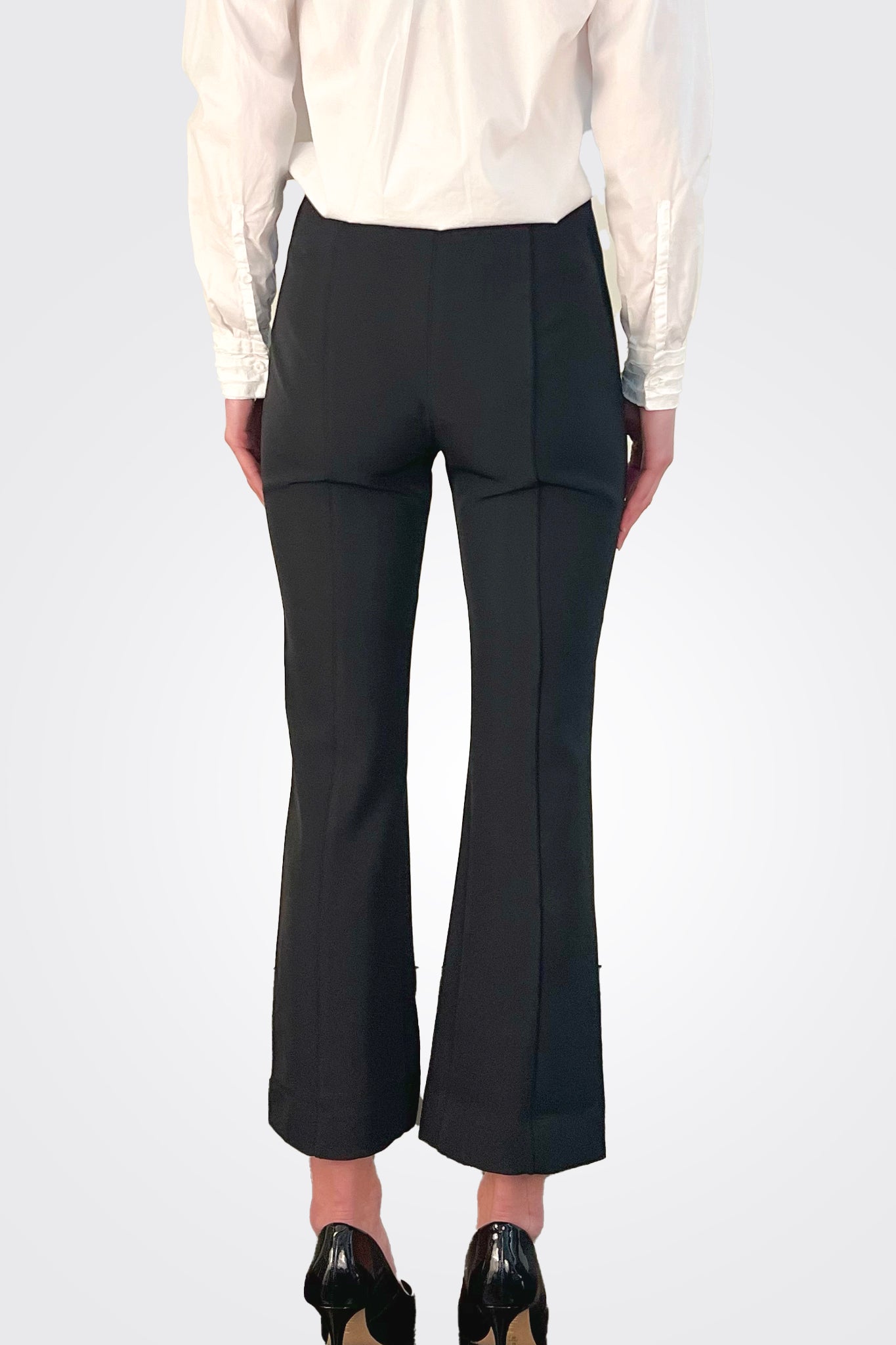Black High Waist Crop Flare Pants for Women - Trendy Casual & Office Wear - Perfect for Spring/Summer Outfits and Date Nights