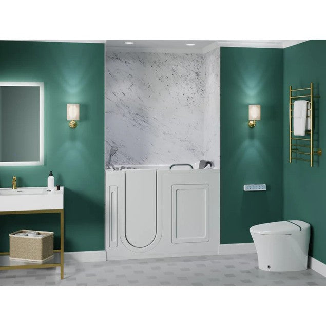 Anzzi 2753WILWD 27x53 Inch Left Drain Walk-In Bathtub with Whirlpool & Air Jets - White - Ideal for Elderly & Mobility Assistance, Spa-Like Relaxation at Home