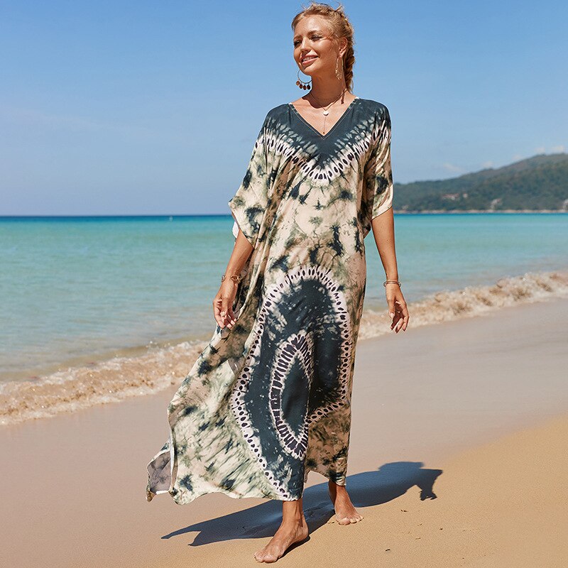Bohemian Beach Dresses & Kaftans - Flowy Bikini Cover Ups, Maxi Robe for Women | Elegant Swimwear Coverup for Pool, Vacation & Summer Outfits