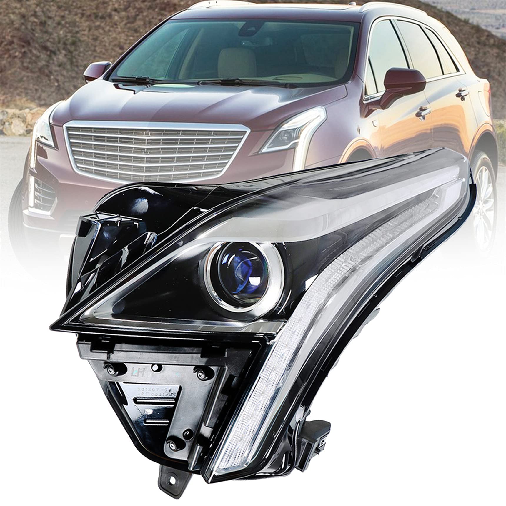 RainMan S Headlight Assembly Replacement for 2017-2020 Cadillac ATS - Driver Side Headlamp (Left Side) - OEM Fit, Easy Installation - Perfect for Night Driving & Foggy Conditions