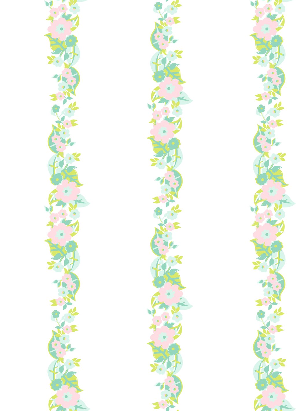 Barbie™ Floral Stripe Wallpaper - Green & Pink Peel and Stick Removable Wallpaper for Bedroom, Nursery, Living Room Decor