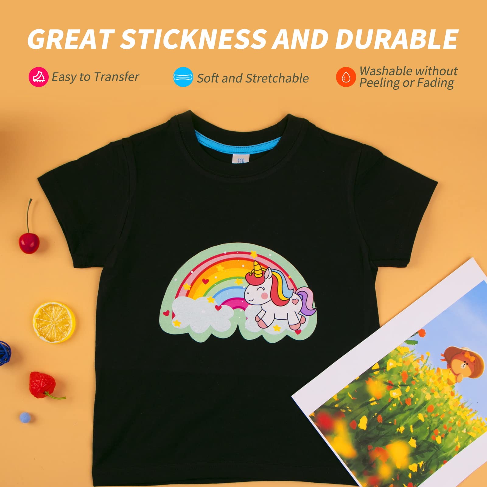 HTVRONT Printable Heat Transfer Paper for Dark Fabric - 10 Sheets 8.5