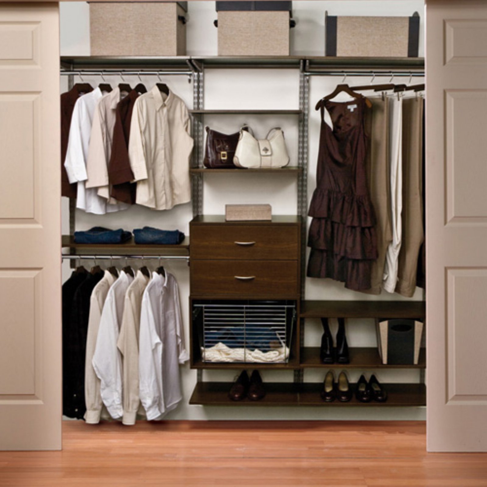 FreedomRail 2-Drawer OBox Organizer - Driftwood Finish | Closet Storage Solution for Bedroom, Bathroom & Office Organization