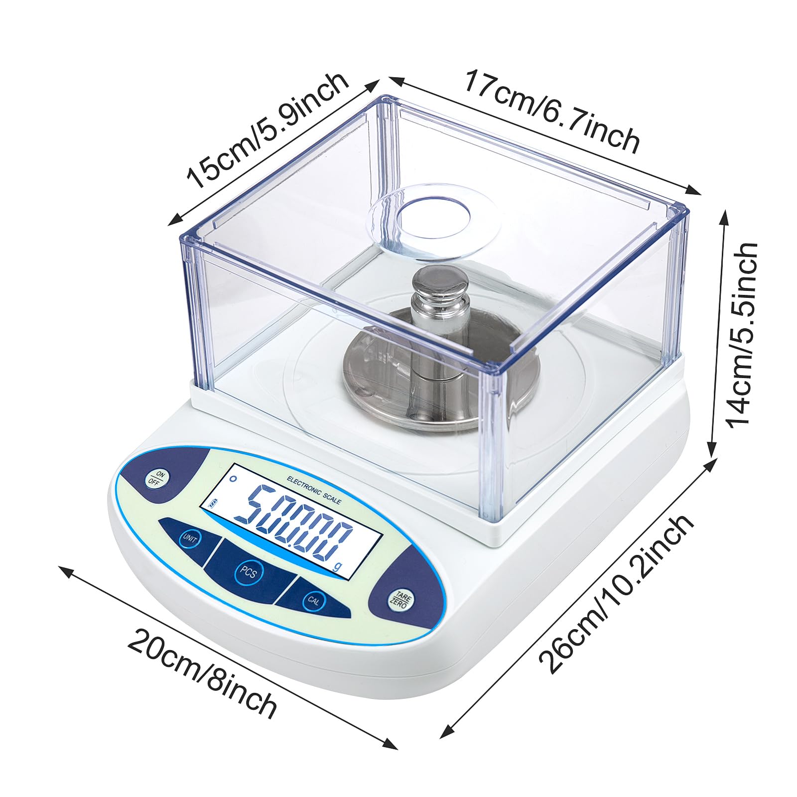 500g x 0.001g Precision Digital Analytical Balance - High Accuracy 0.001 Gram Laboratory Scale with Windshield - Perfect for Jewelry Weighing, Scientific Research & Pharmaceutical Measurements