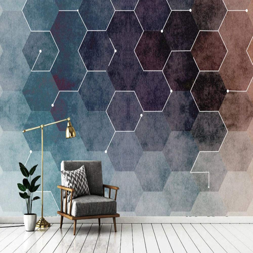 Modern Creative Purple Gradient Hexagon Geometry Peel and Stick Wallpaper - Large Self-Adhesive Removable Contact Paper for Walls - Nordic Style Vinyl Mural for Home, Office, and Dorm Room Decor
