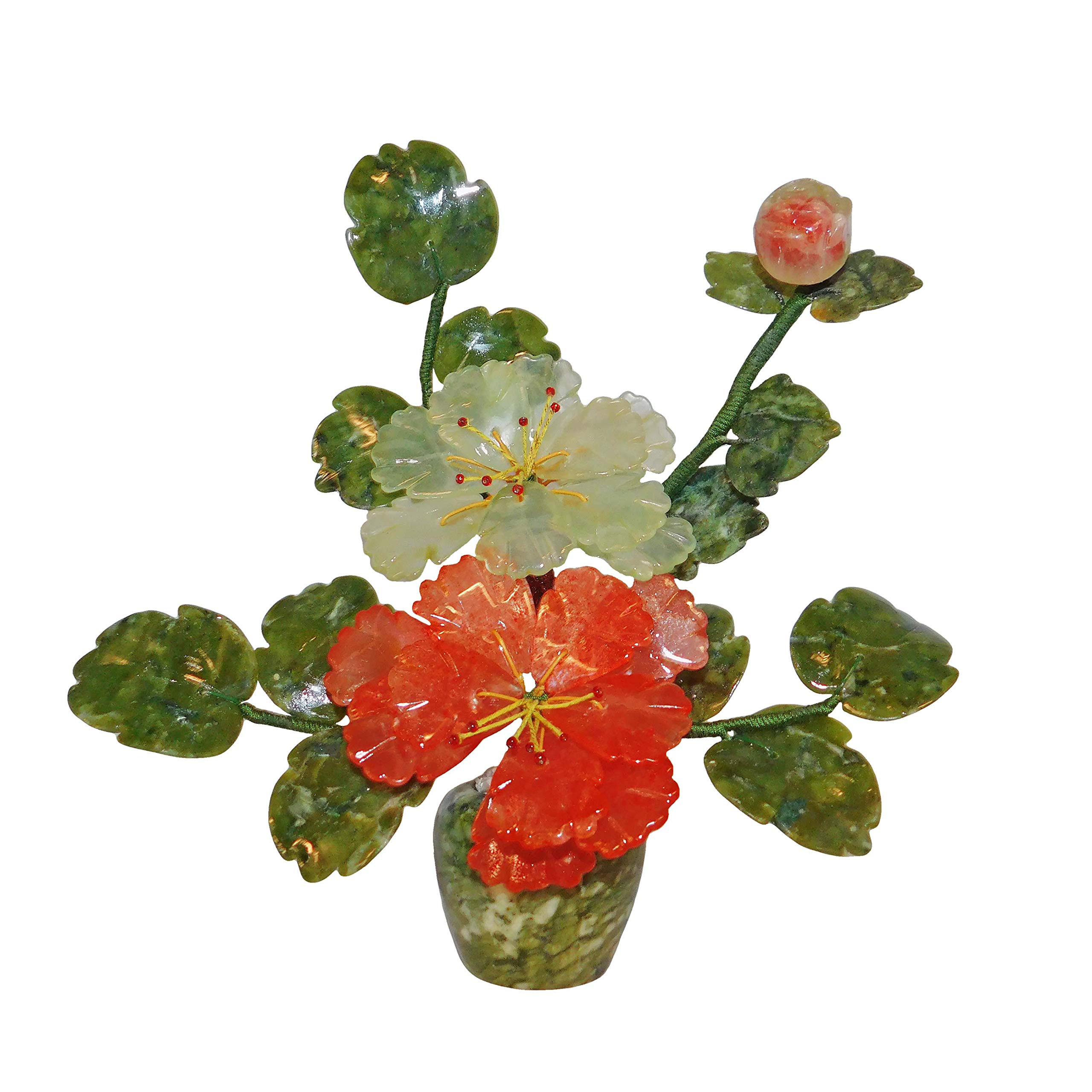 Exquisite Oriental Hardstone Blossom Flower Pot - Handcrafted Stone Planter for Home Decor, Zen Garden & Indoor Plants
