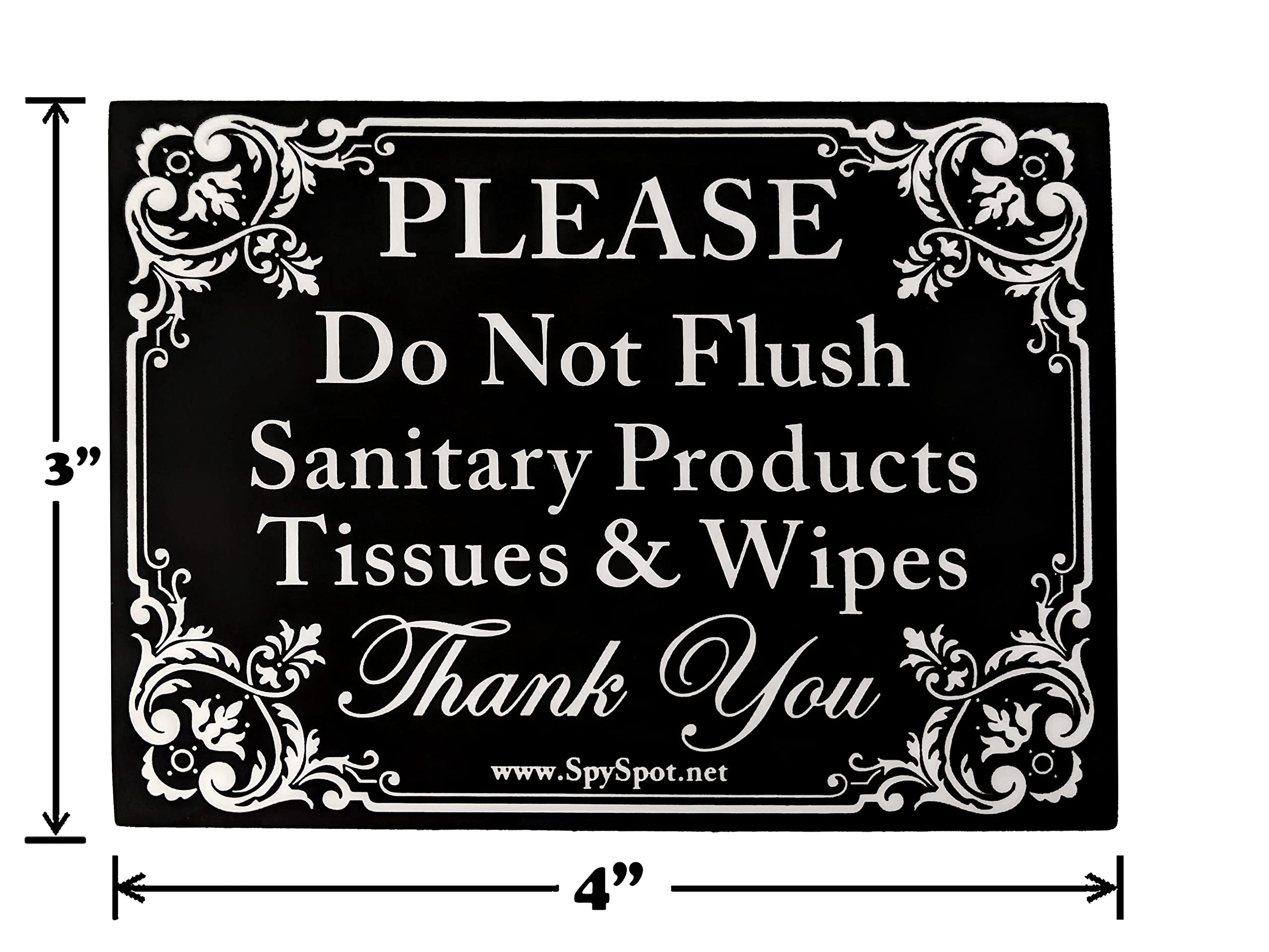 Spy Spot | 'Please Do Not Flush' Sanitary Products, Tissues & Wipes Vinyl Decal Sticker - Pack of 2 (4