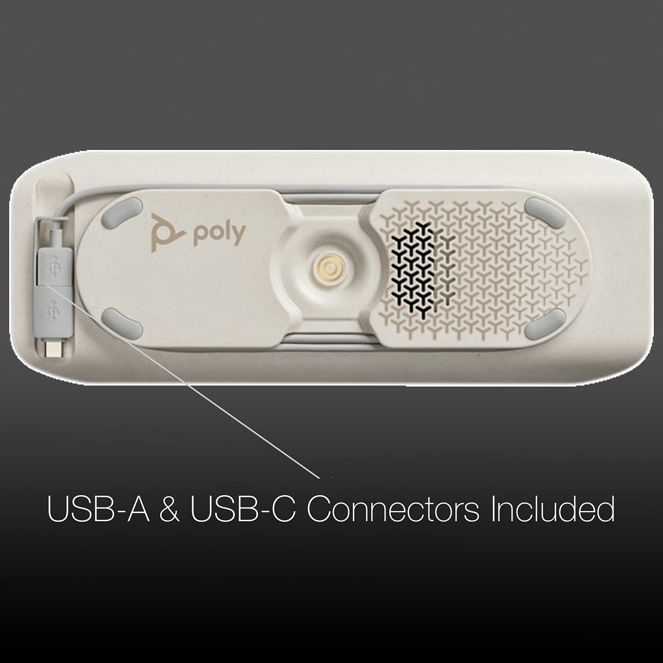 Poly Sync 40 Bluetooth Speakerphone with USB-A & USB-C - Premium Conference Speaker for Zoom, Webex, Google Meet & Microsoft Teams - Ideal for Remote Work, Online Classes, Video Conferencing & Streaming - Includes Global Teck Microfiber Cleaning Cloth - Perfect for Home Office, Virtual Meetings & Distance Learning