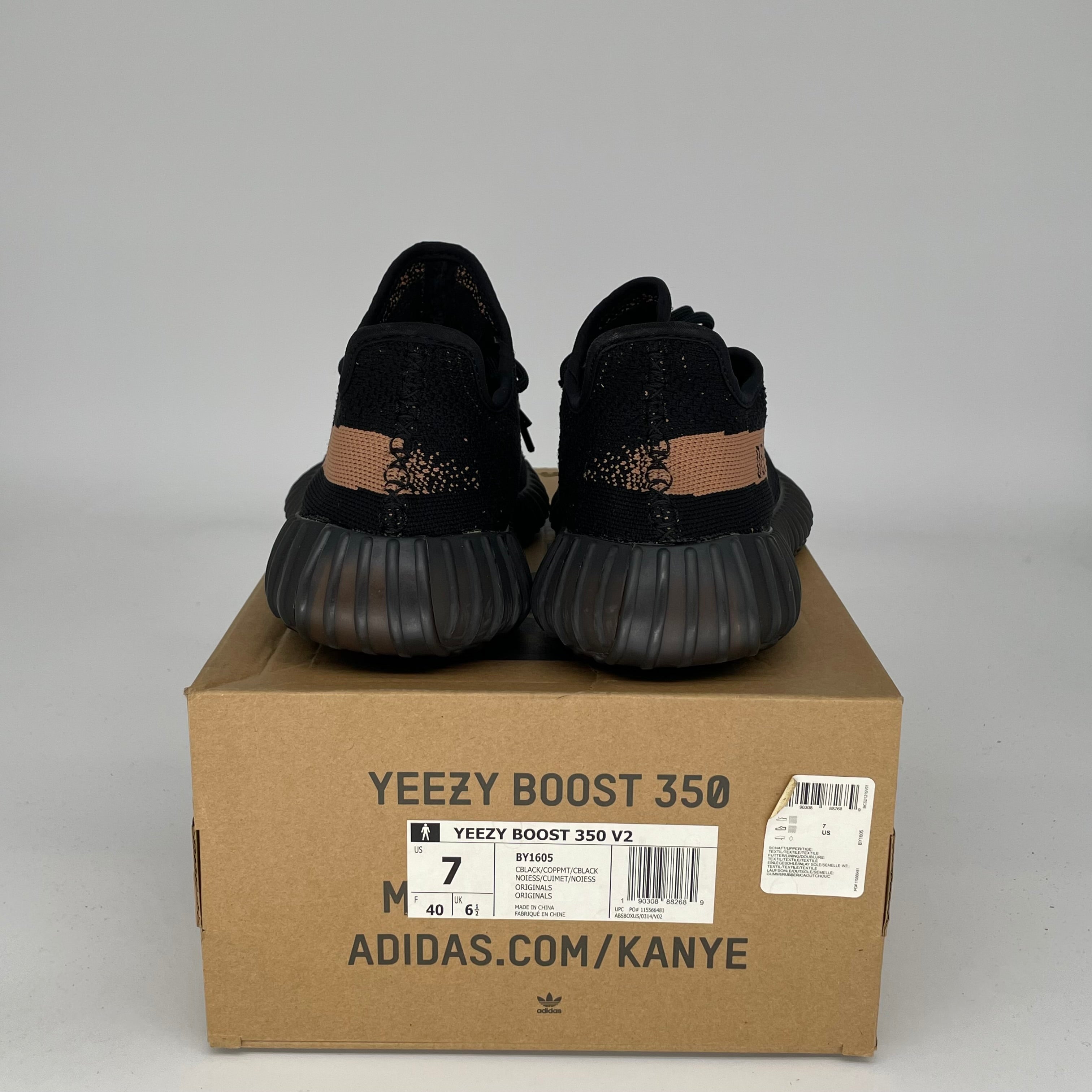 Adidas Yeezy Boost 350 V2 Core Black Copper - Men's Running Shoes Size 7 [BY1605] | Comfortable Sneakers for Gym, Workout & Casual Wear