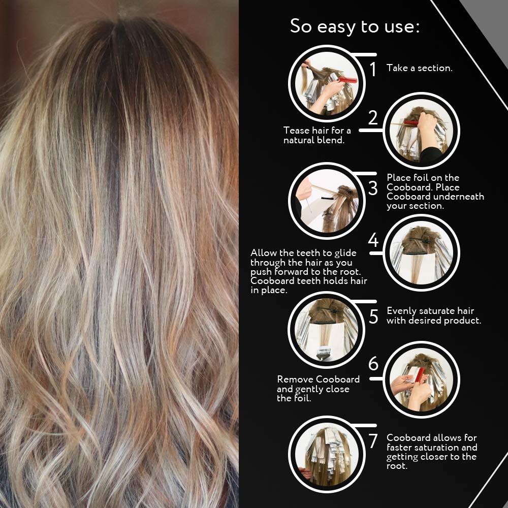 Authentic Cooboard Balayage Board with Teeth | Professional Hair Highlighting Paddle for Salon & Home Use | Easy to Clean, Durable & Lightweight Styling Tool (XXL White) | Perfect for Balayage, Ombre & Foil Highlights