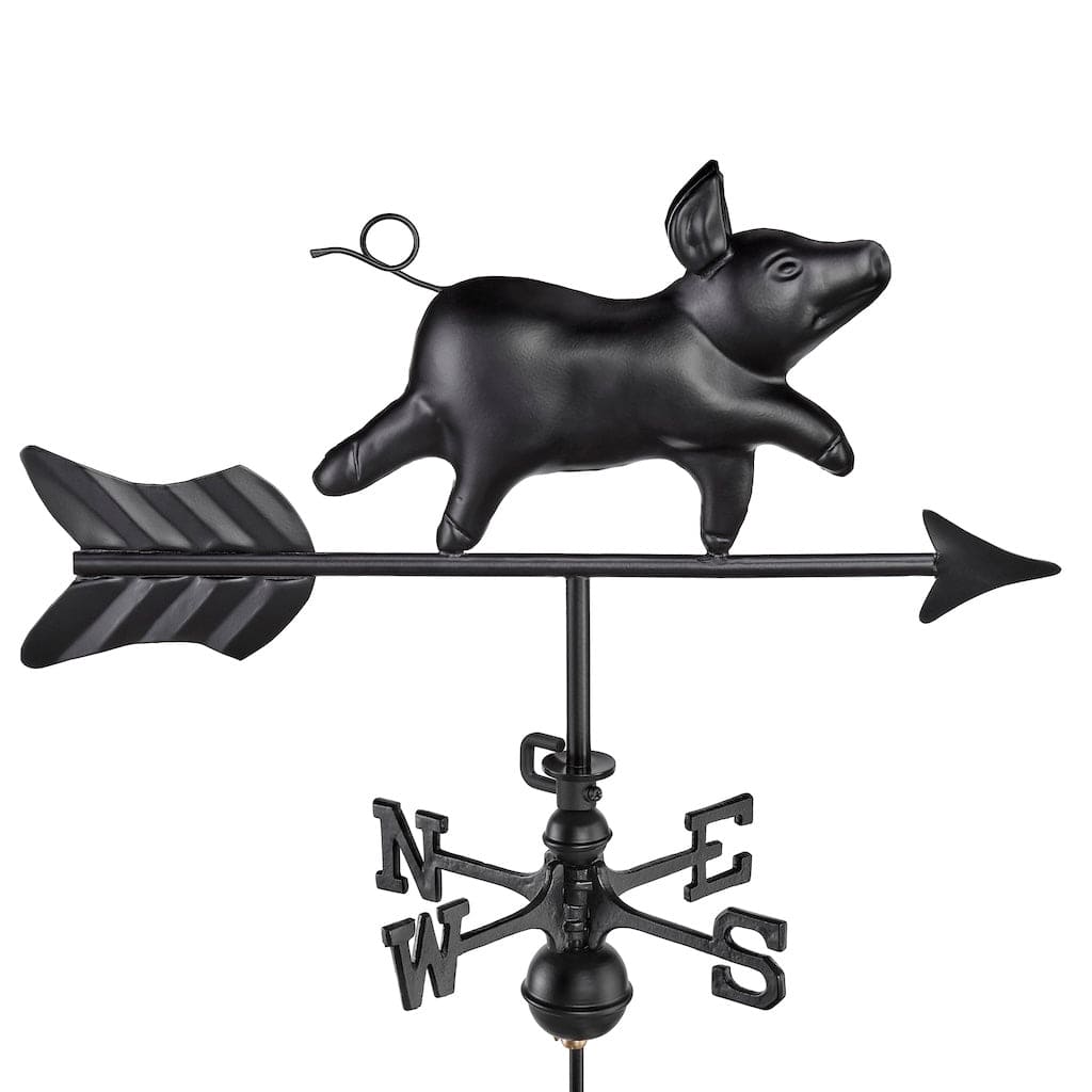 Farmhouse Inspired Pig Cottage Weathervane with Roof Mount - Rustic Outdoor Decor for Garden, Yard, or Barn - Perfect for Country Home & Farmhouse Style