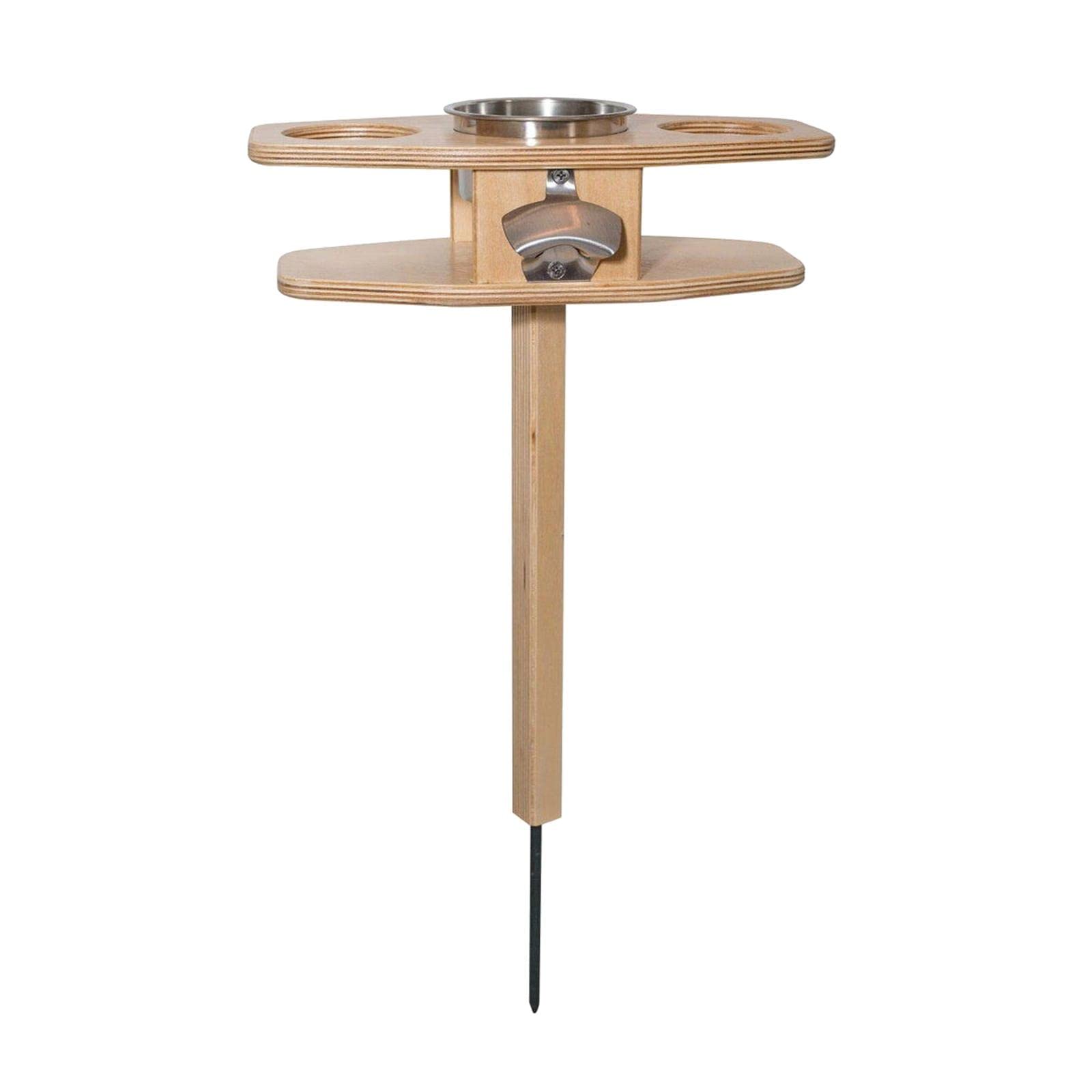 FETION Outdoor Solid Wood Wine Rack Table - Portable Folding Wooden Holder for Wine Glasses, Bottles & Beer with Opener - Perfect for Beach, Picnic, BBQ, Garden Parties & Lawn Grilling Snacks