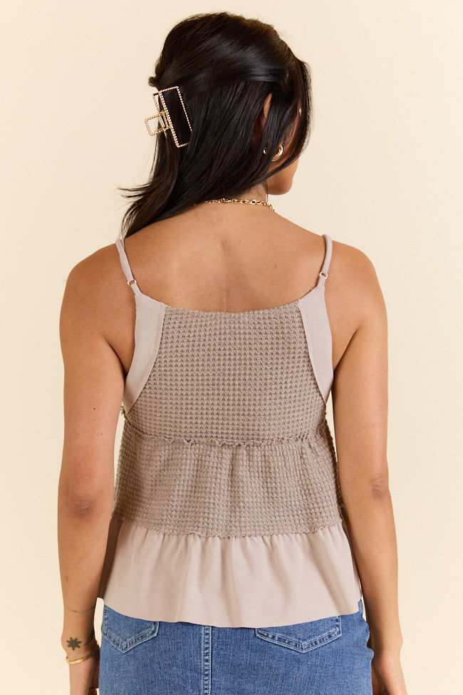 Soft and Comfortable Tan Knit Tank Top for Women - Breathable Summer Casual Wear - Perfect for Beach, Gym, and Everyday Outfits