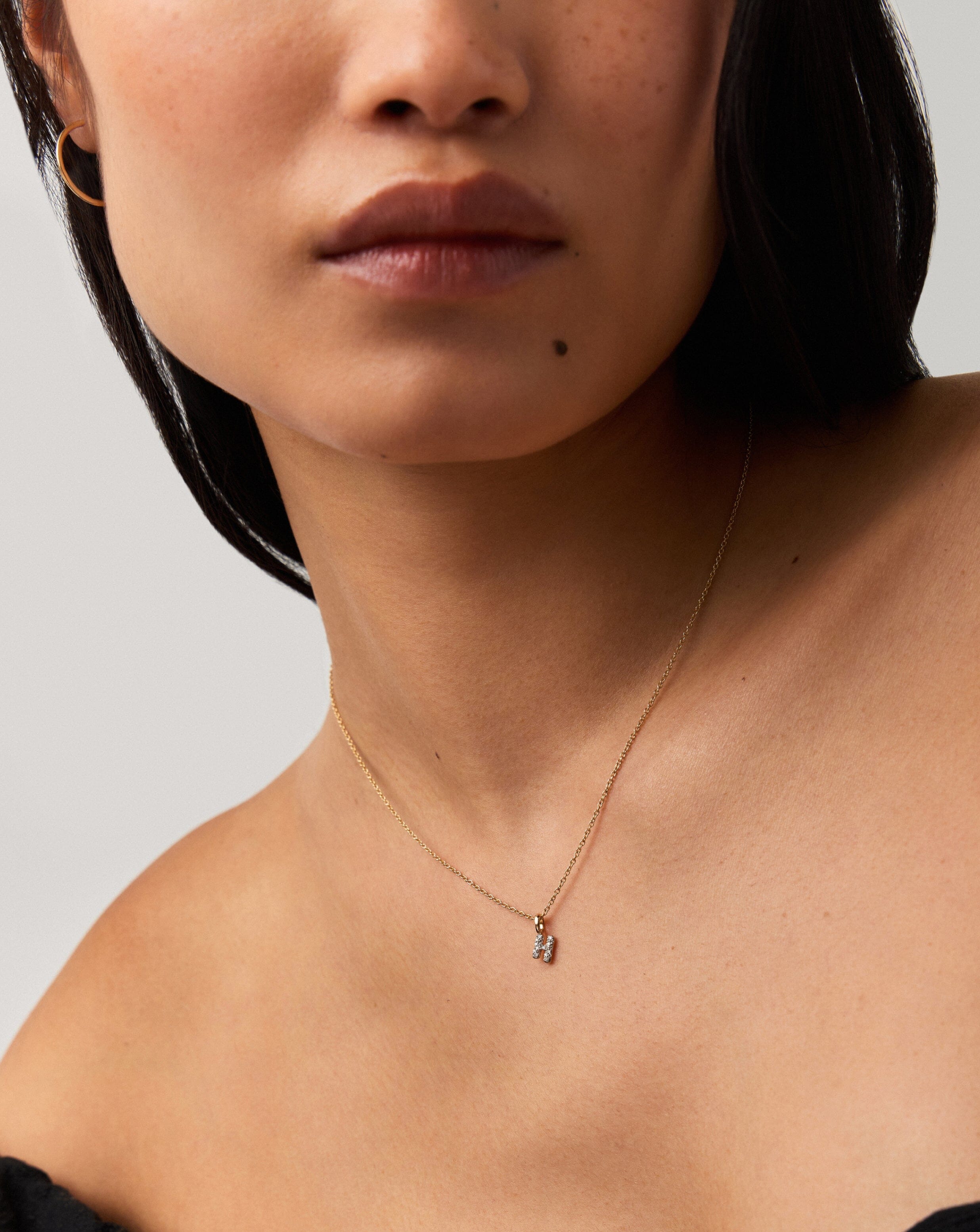 14K Solid Yellow Gold Plated Diamond Initial Mini Pendant Necklace - Personalized Letter H Jewelry Gift for Women, Perfect for Birthdays, Anniversaries & Special Occasions