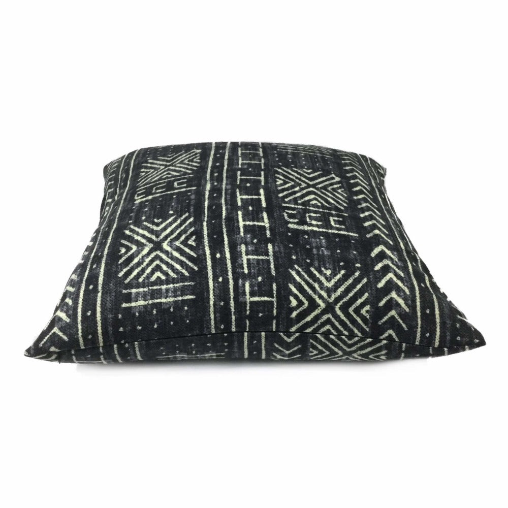 Genevieve Gorder Mali Mudcloth African Tribal Print Black Cream Pillow Cover - Bohemian Home Decor for Living Room, Bedroom & Sofa