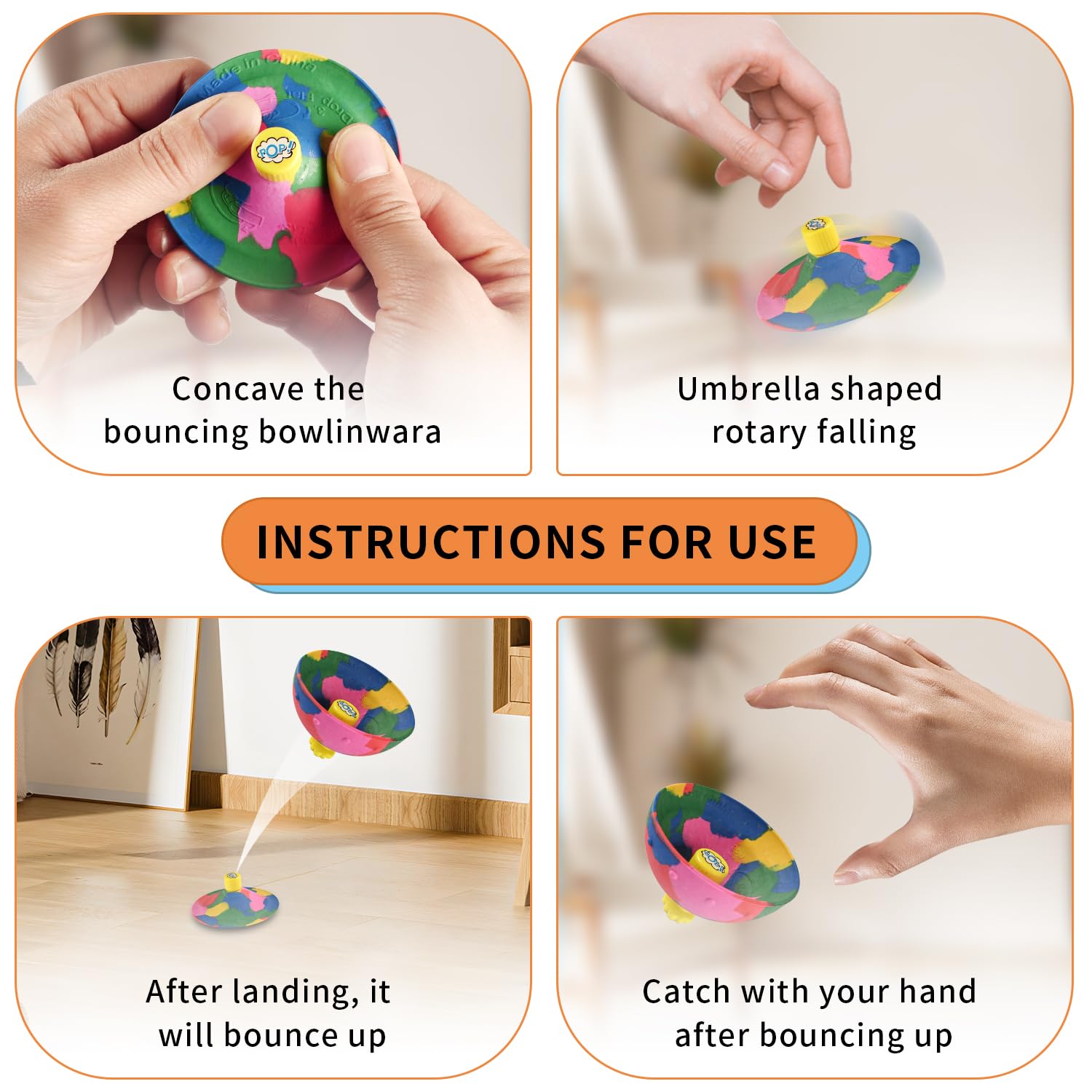 Bounce Bowls Camouflage Fidget Spinner Toy for Kids & Adults - Stress Relief Pop Up Game for Anxiety, Focus & Intelligence Development - Perfect for School, Parties, Outdoor Sports & Office Use