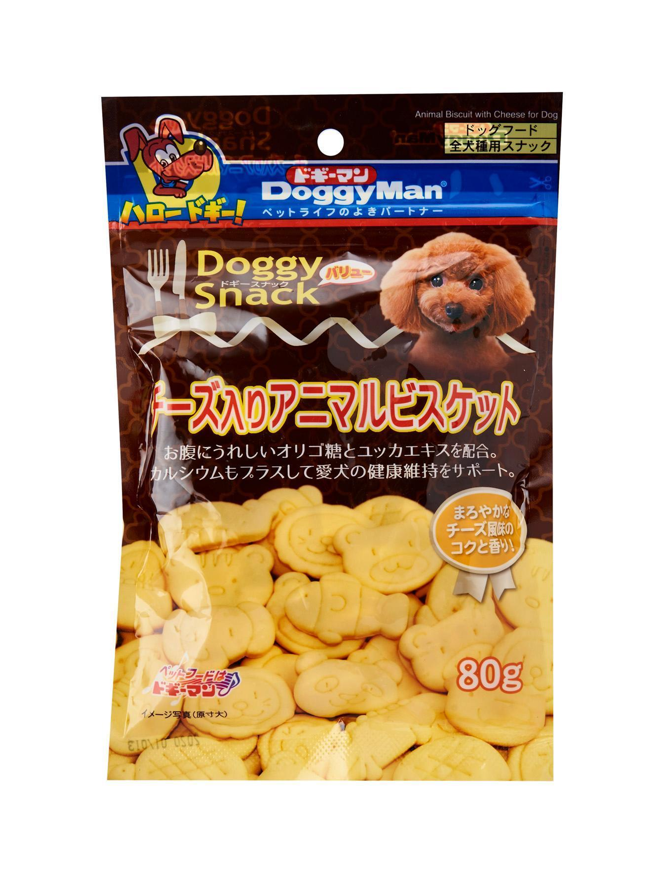 DoggyMan Cheese Flavored Animal Biscuit Dog Treats 80g - Healthy Snacks for Training, Rewards & Dental Care