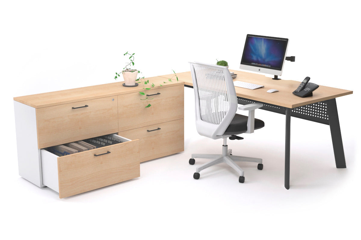 Switch Executive Setting With Uniform Spine Black Frame [1600L x 800W with Cable Scallop] - Premium Office Desk for Modern Workspaces