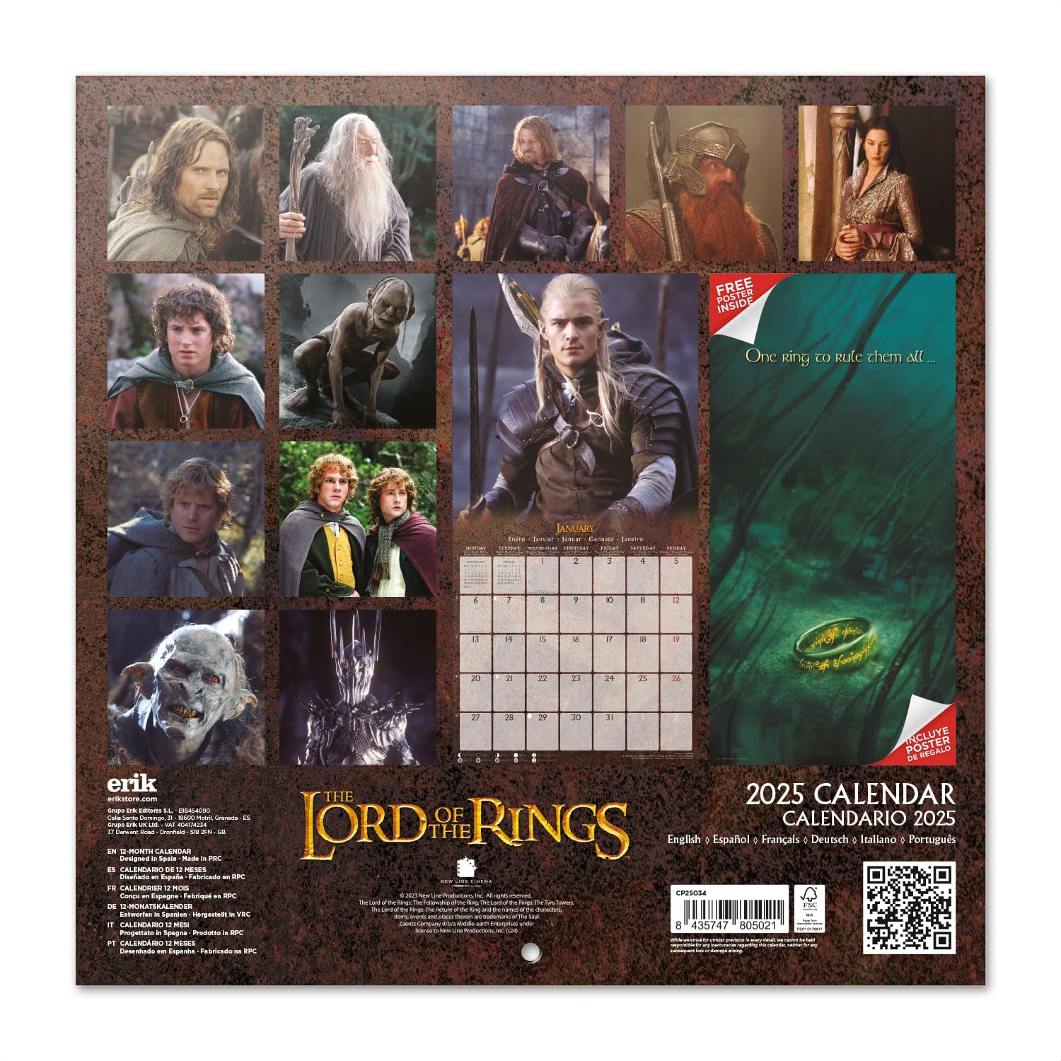 2025 Lord of the Rings Wall Calendar - 30x30cm Family Planner | Tolkien Themed Monthly Organizer for Home, Office & Gift Giving | Premium 2025 Yearly Calendar with Fantasy Art