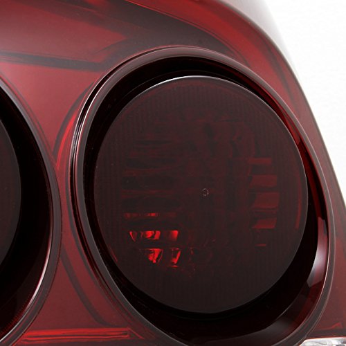 AKKON Smoked Halo Angel Eye LED Projector Headlights & Dark Red Tail Lights for 2009-2010 Dodge Charger - Upgrade Your Ride for Night Driving & Custom Style