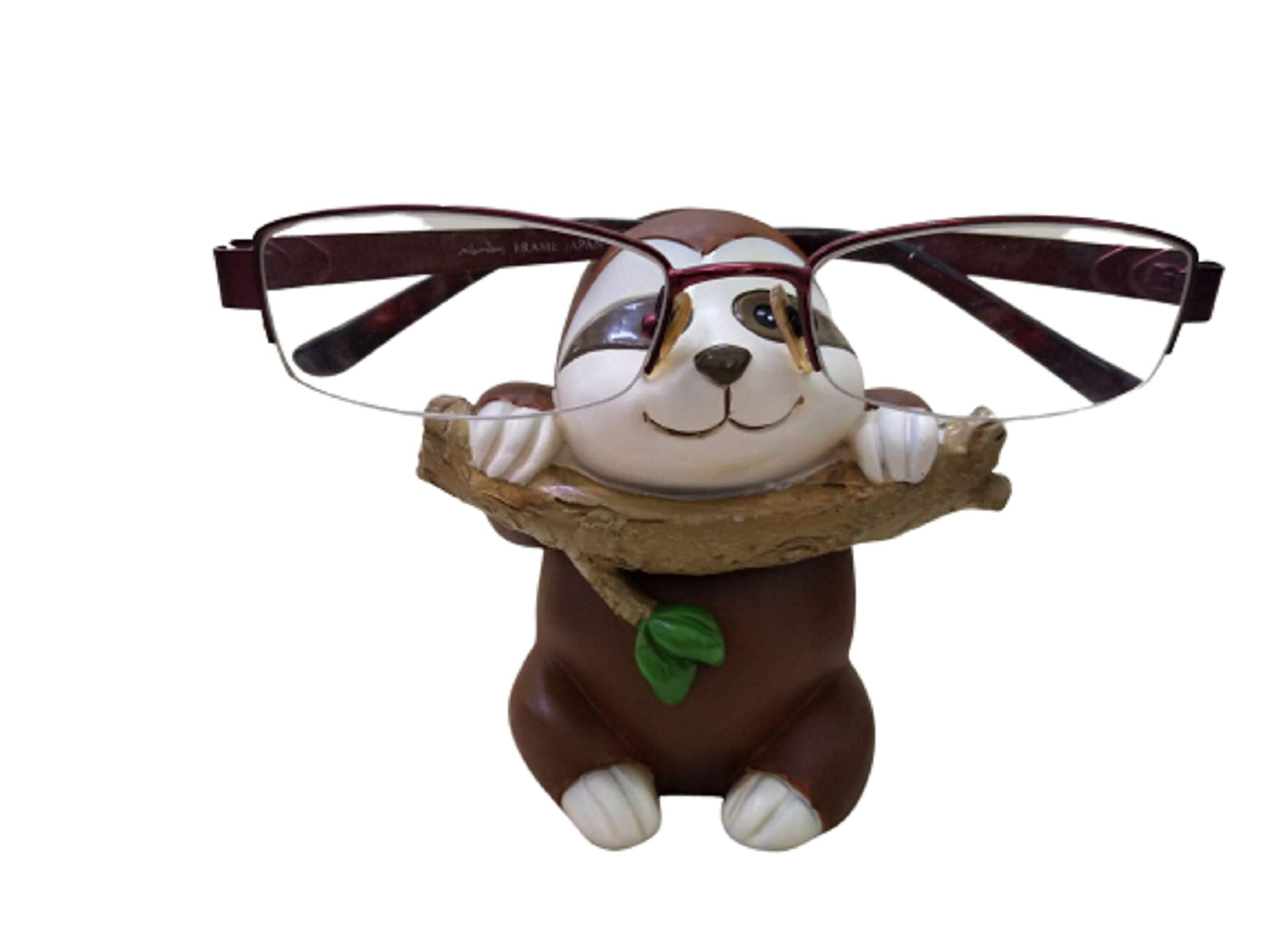 Funny Sloth Glasses Holder - Cute Novelty Eyeglass Stand for Reading Glasses & Sunglasses - Perfect Gift for Adults & Kids - Home & Office Desk Organizer