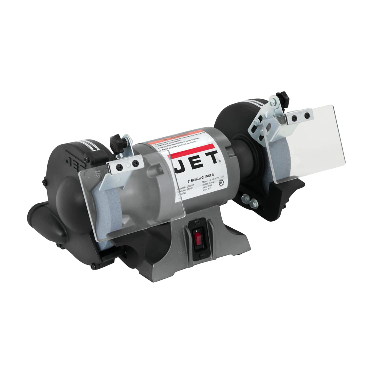 JET JBG-6B 6-Inch Bench Grinder, 1 Phase 115V (577101) - Perfect for Metalworking, Sharpening Tools & DIY Projects in Home Workshops