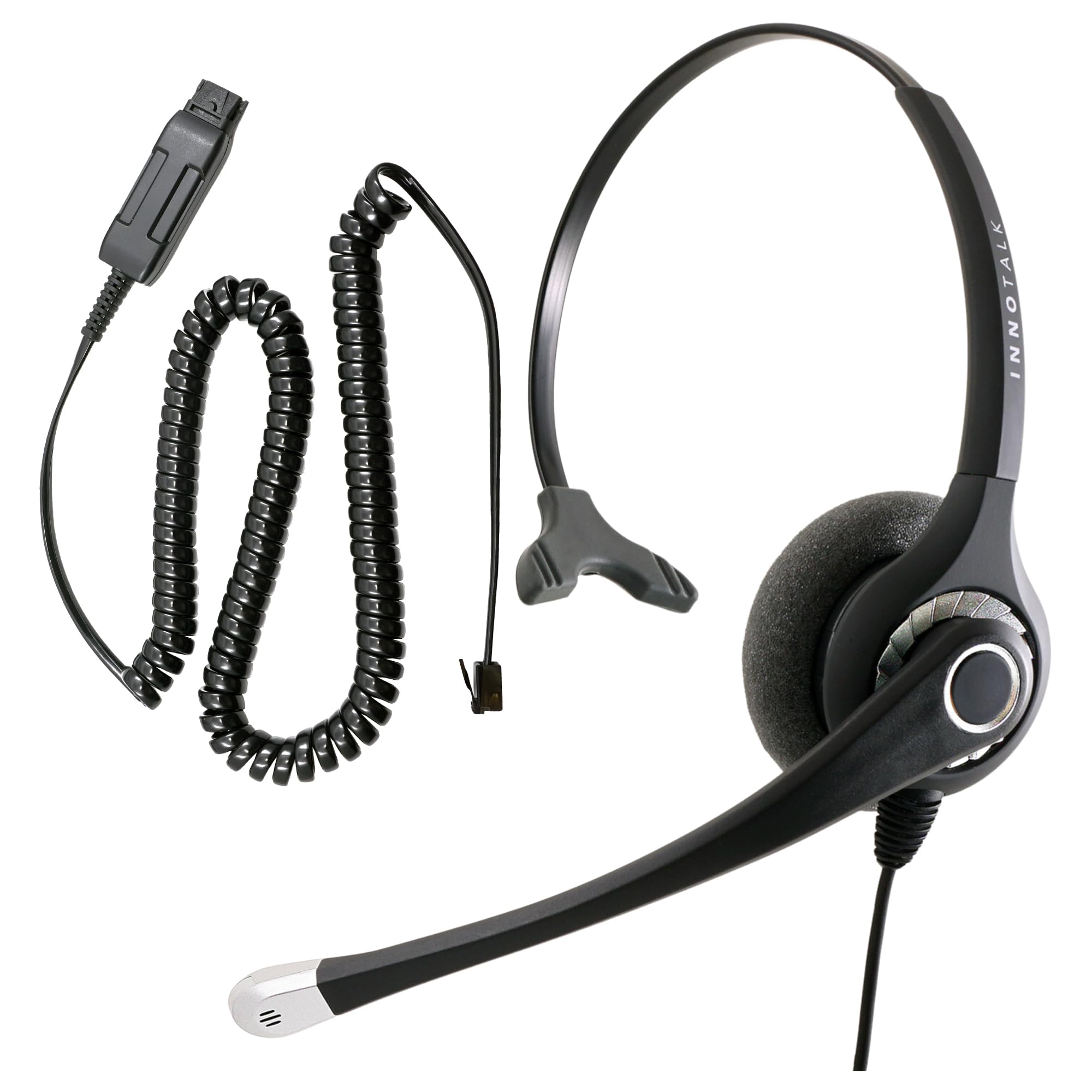 INNOTALK Monaural Desk Phone Headset with Noise Canceling - Compatible with Avaya 5620 5621 5625 6416 6424 QE4610 9404 9406 9408 9504 9508 - Includes QD Headset Adapter Cable - Perfect for Call Centers & Office Communication
