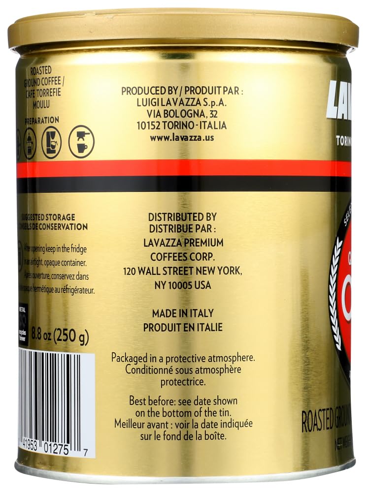 Lavazza Qualita Oro Ground Coffee - Premium Italian Blend, Medium Roast, Rich & Aromatic Flavor - Perfect for Espresso, Drip Coffee & French Press Brewing