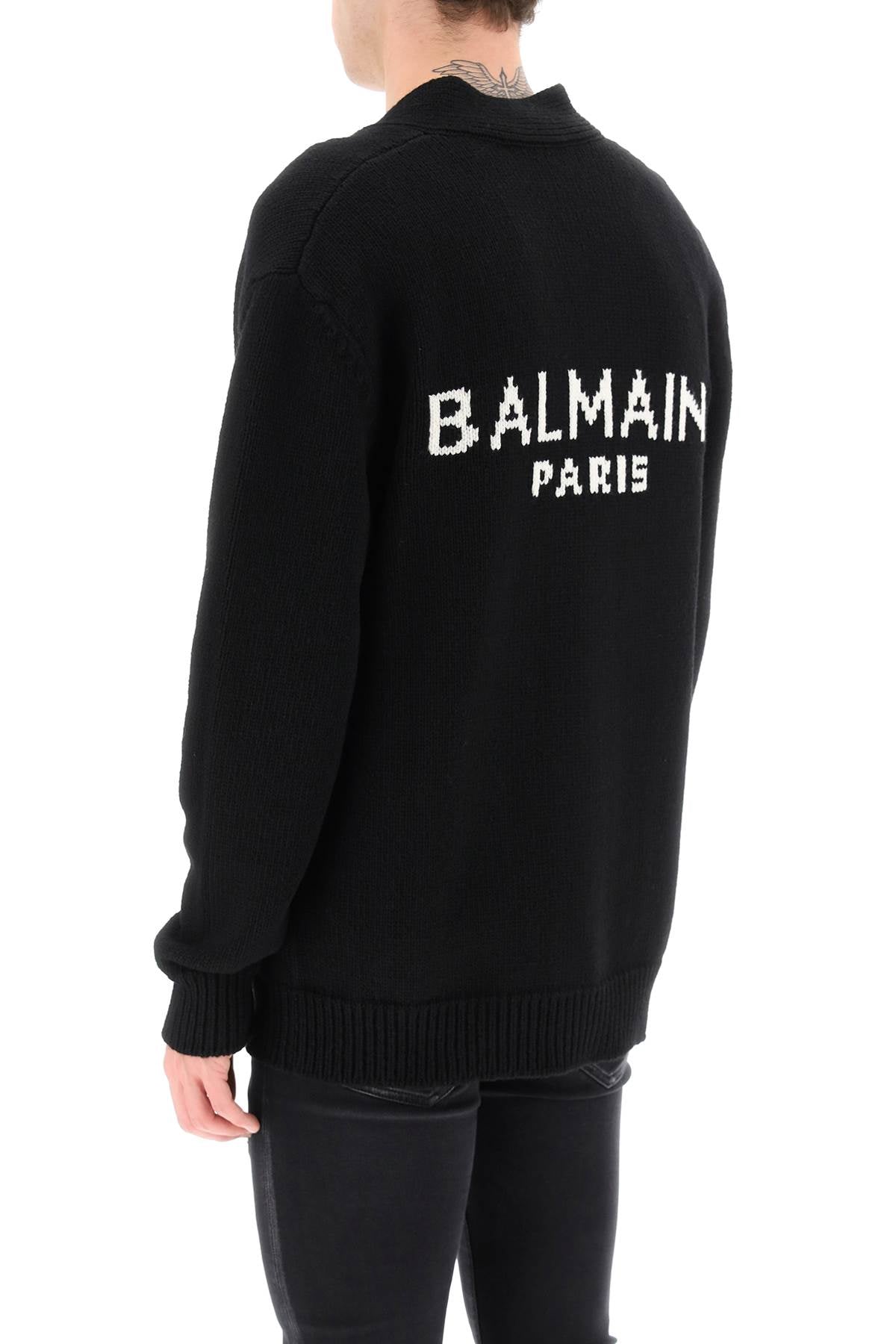 Balmain Jacquard Cardigan with Back Logo - Luxury Knitwear for Women | Perfect for Office, Parties & Casual Outfits