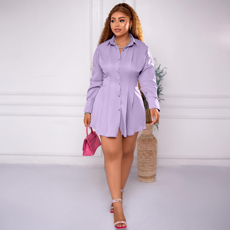 Stylish Lantern Sleeve Asymmetrical Shirt Dress for Women | Trendy Office & Casual Wear | Perfect for Work, Date Night & Weekend Outfits