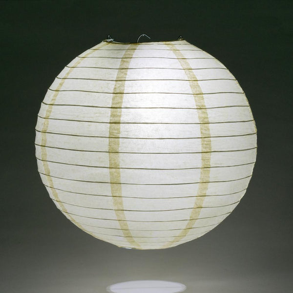 5-Pack 8-Inch Ivory Round Paper Lanterns with Even Ribbing - Hanging Party Decorations for Weddings, Baby Showers & Home Decor