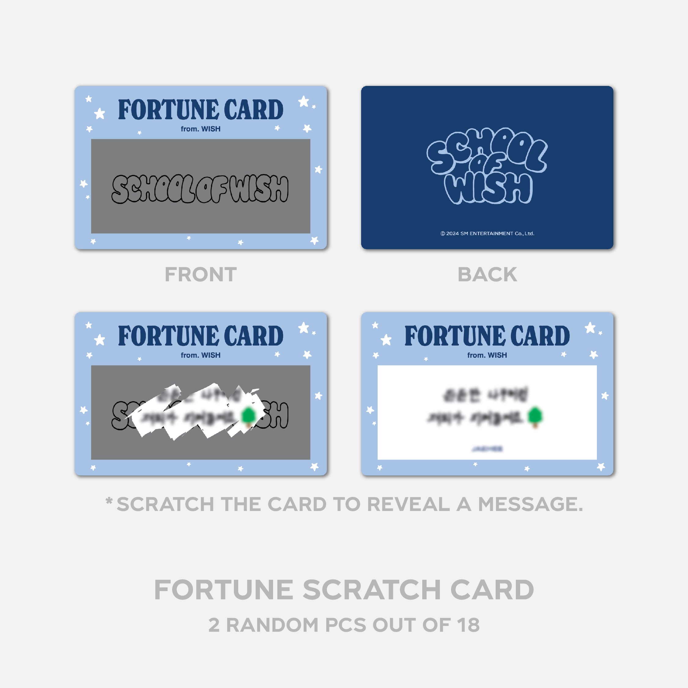 NCT WISH Fortune Scratch Card Set - Fun School of WISH Themed Scratch-Off Tickets for K-Pop Fans, Party Games & Gift Ideas