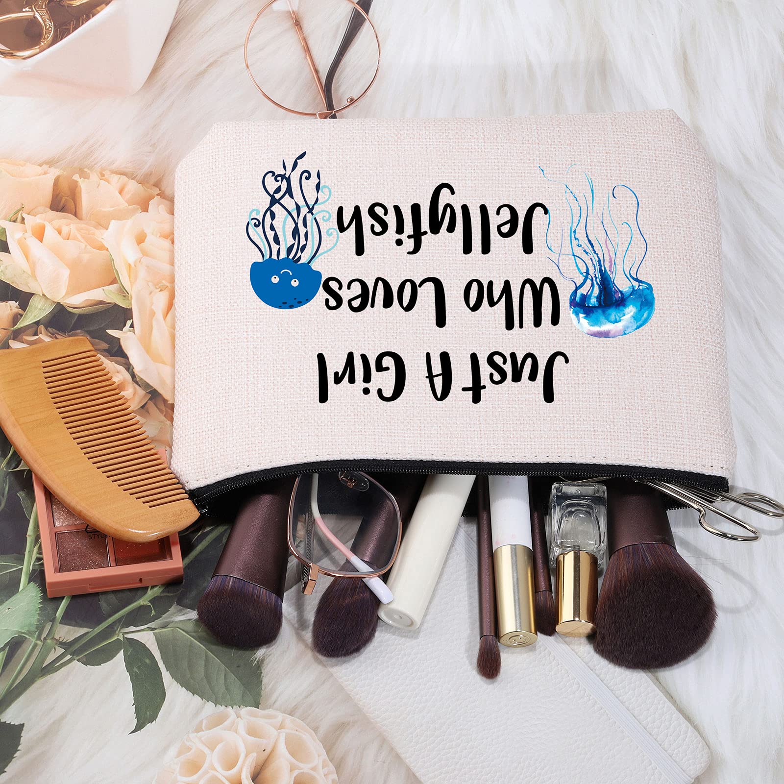 MEIKIUP Jellyfish Makeup Bag - Waterproof Travel Cosmetic Pouch for Marine Animal Lovers | Perfect Gift for Jellyfish Enthusiasts | Great for Beach Trips, Pool Parties & Ocean-Themed Events
