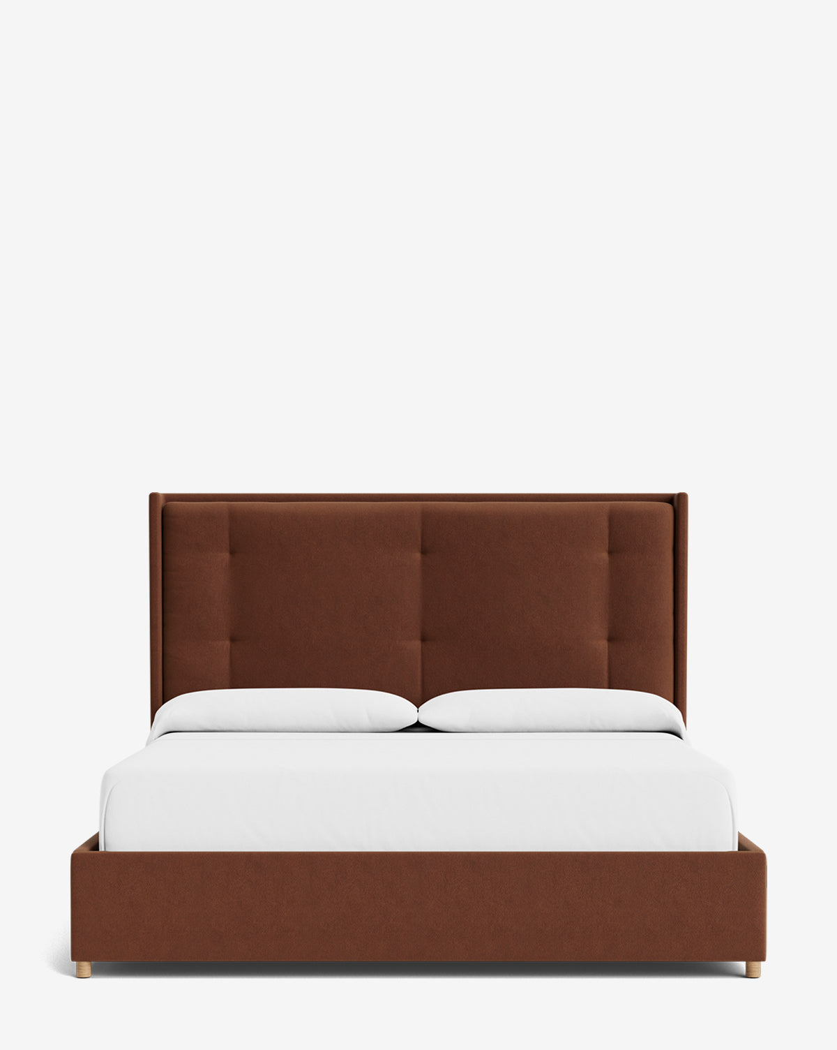 Luxury Ria Upholstered Bed Frame - Queen Size Platform Bed with Soft Fabric Headboard - Modern Bedroom Furniture for Master & Guest Rooms